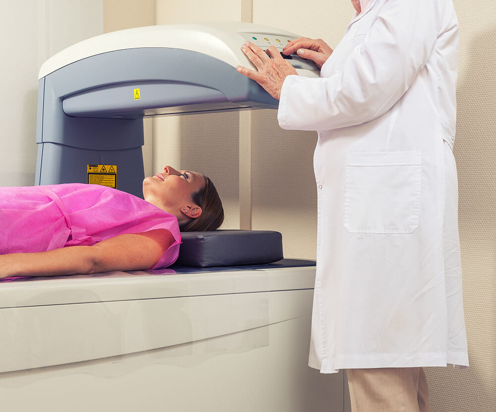 Photo of a woman getting a dexa scan